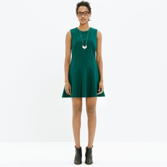 Madewell Anywhere Teal Green Fit Flare Mini Dress 0 - Picture 2 of 13